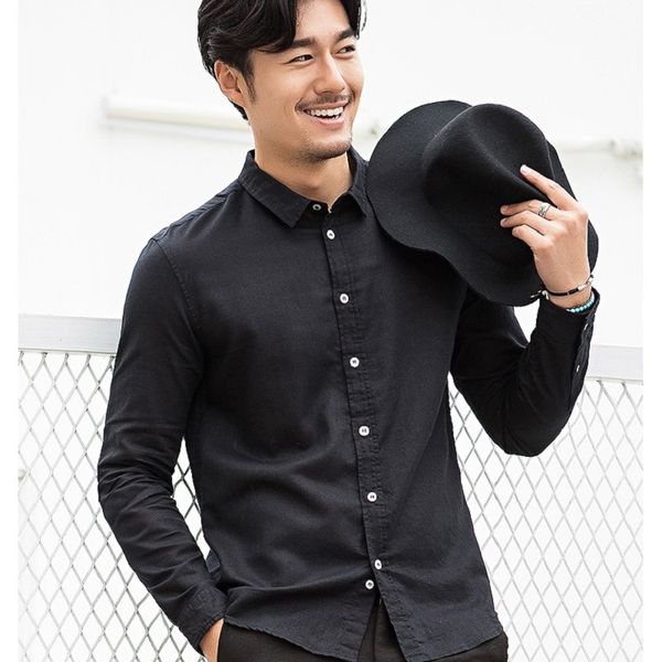 beverry long-sleev cotton and linen shirt male breathable casual white shirt men's lapel linen, White;black
beverry long-sleev cotton and linen shirt male breathable casual white shirt men's lapel linen, White;black