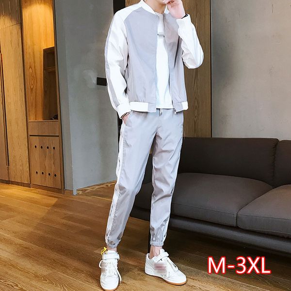 2020 spring autumn men's jacket pants set casual sports fashion two-piece set men suit, Gray
2020 spring autumn men's jacket pants set casual sports fashion two-piece set men suit, Gray