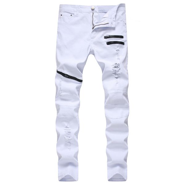 fashion men's jeans new hip hop style men's casual jeans zipper three-color selected black white red ripped zipper straight men�, Blue
fashion men's jeans new hip hop style men's casual jeans zipper three-color selected black white red ripped zipper straight men�, Blue