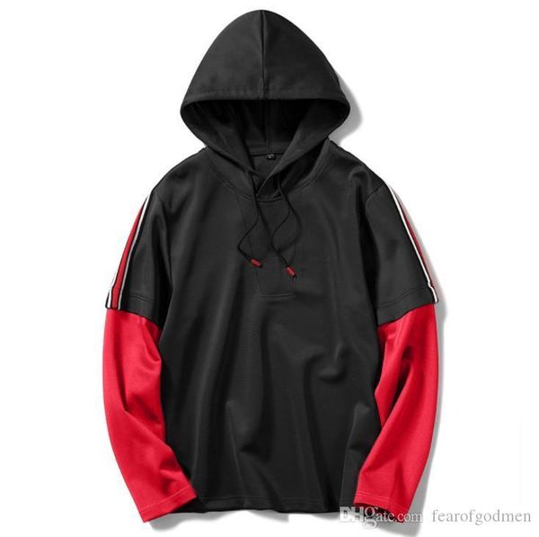 fake two piece mens designer hoodie fashion contrast color long sleeve drawstring loose hoodies casual teenagers hoodie, Black
fake two piece mens designer hoodie fashion contrast color long sleeve drawstring loose hoodies casual teenagers hoodie, Black