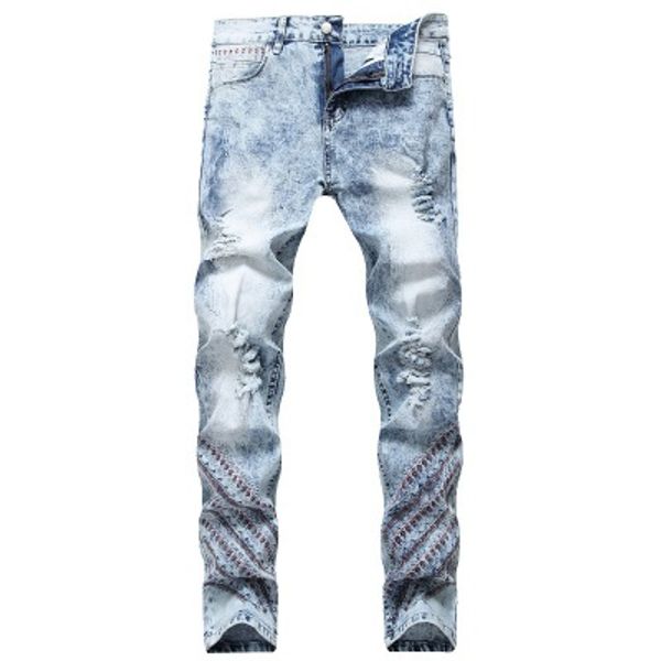 new mens designer jeans light color nostalgic jeans men's casual pants european and american embroidery holes straight stretch jeans, Blue
new mens designer jeans light color nostalgic jeans men's casual pants european and american embroidery holes straight stretch jeans, Blue
