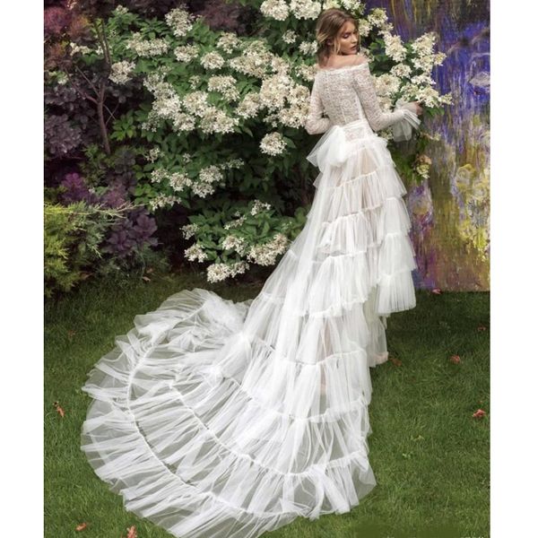 2020 papilio fairy wedding dresses a line off shoulder high low lace appliqued bohemian wedding dress garden long robes de mariée, White
2020 papilio fairy wedding dresses a line off shoulder high low lace appliqued bohemian wedding dress garden long robes de mariée, White