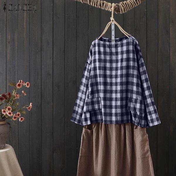 women's blouses & shirts 2021 women casual blouse zanzea autumn vintage long sleeve check plaid shirt tunic female blusas chemise muje, White
women's blouses & shirts 2021 women casual blouse zanzea autumn vintage long sleeve check plaid shirt tunic female blusas chemise muje, White
