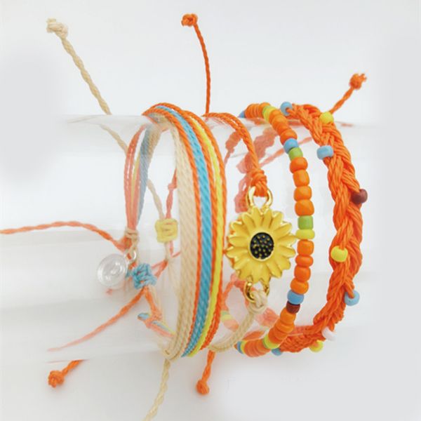 4 pcs handmade rope bracelet set women's waterproof wax coating braided sleeve bracelet bohemian jewelry gifts, Golden;silver
4 pcs handmade rope bracelet set women's waterproof wax coating braided sleeve bracelet bohemian jewelry gifts, Golden;silver