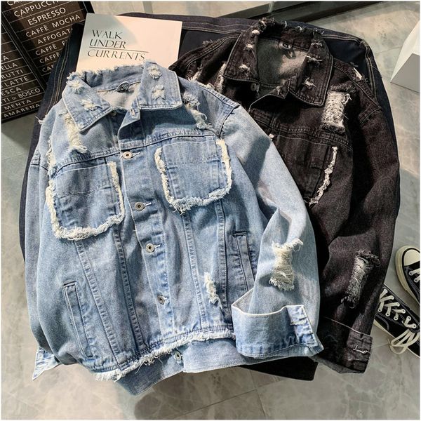autumn new denim jacket men fashion retro washed hole denim jacket man streetwear wild hip hop loose bomber male clothes, Black;brown
autumn new denim jacket men fashion retro washed hole denim jacket man streetwear wild hip hop loose bomber male clothes, Black;brown