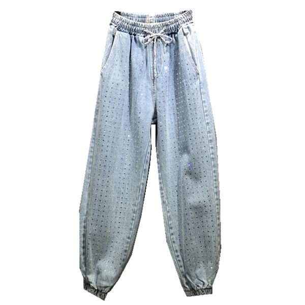 heavy work drilling beaded elastic high waist jeans women 2019 spring and summer new beam feet loose casual jeans ankle leng, Blue
heavy work drilling beaded elastic high waist jeans women 2019 spring and summer new beam feet loose casual jeans ankle leng, Blue