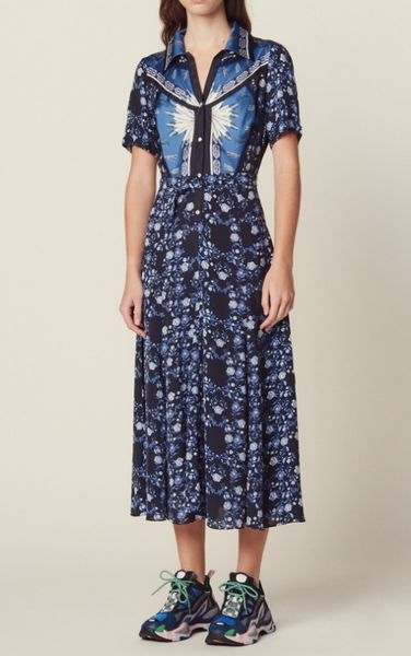 2019 spring summer blue floral print short sleeves turn-down collar mid-calf dresses women dress fashion vestidos may515, Black;gray
2019 spring summer blue floral print short sleeves turn-down collar mid-calf dresses women dress fashion vestidos may515, Black;gray