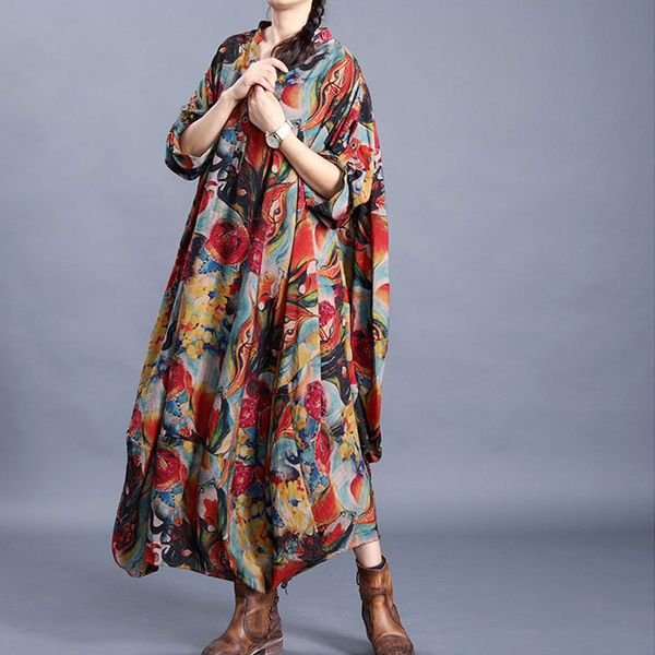 johnature women print floral dresses 2020 spring new vintage female harajuku cloths soft plus size dresses, Black;gray
johnature women print floral dresses 2020 spring new vintage female harajuku cloths soft plus size dresses, Black;gray