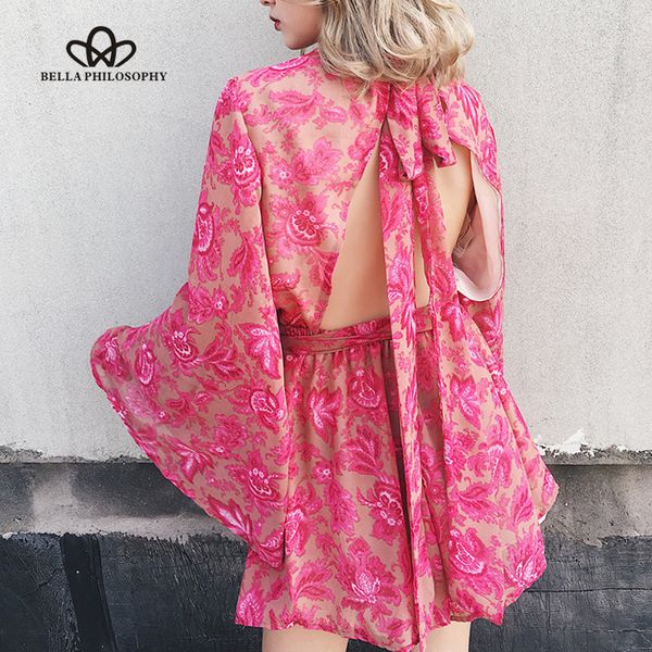 bella philosophy 2018 women summer beach back open rose pink print flare long sleeve chiffon jumpsuit rompers bow tie, Black;white
bella philosophy 2018 women summer beach back open rose pink print flare long sleeve chiffon jumpsuit rompers bow tie, Black;white