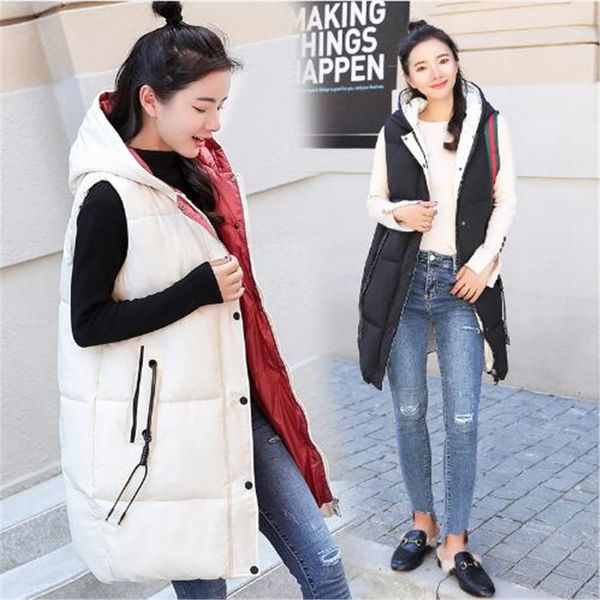 2019 cotton feather waistcoat whom long hooded ms han edition cotton vest thickening cotton-padded jacket of big yards, Black
2019 cotton feather waistcoat whom long hooded ms han edition cotton vest thickening cotton-padded jacket of big yards, Black