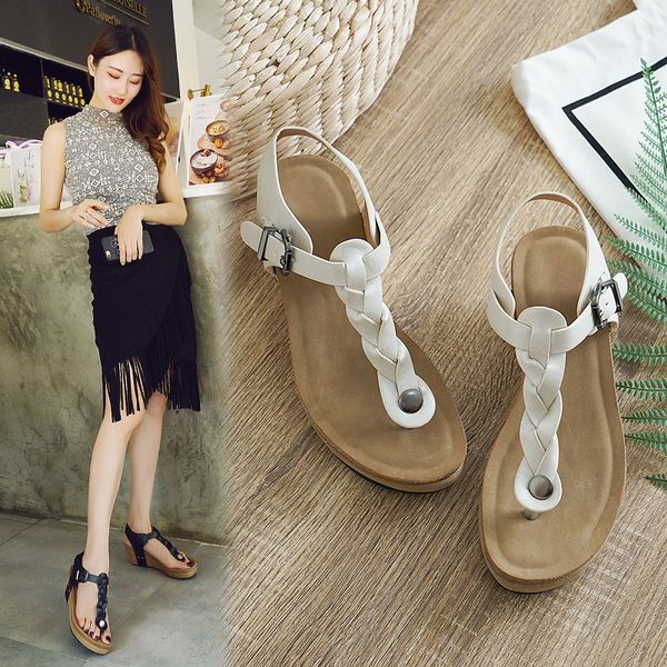 ladies summer wedge sandals woman high heel flip flop sandals female casual shoes, Black
ladies summer wedge sandals woman high heel flip flop sandals female casual shoes, Black