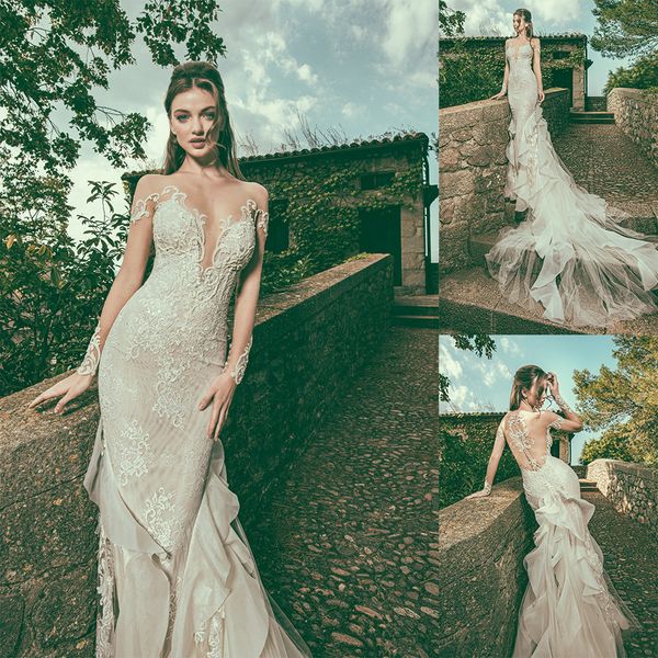 bohemian corona borealis mermaid wedding dresses long sleeve satin lace applique crystal tiers wedding gowns sweep train robe de mariée, White
bohemian corona borealis mermaid wedding dresses long sleeve satin lace applique crystal tiers wedding gowns sweep train robe de mariée, White