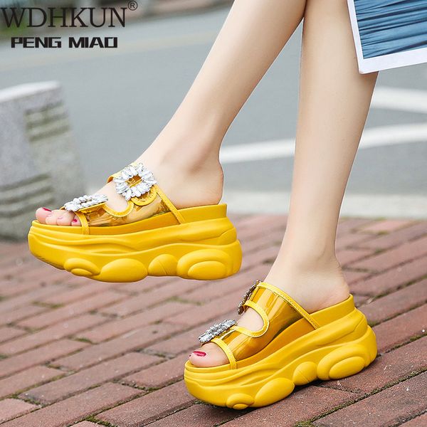 wdhkun crystal buckle spuer high heels sandals women yellow pvc chunky platform wedge shoes woman summer fashion slippers 2020, Black
wdhkun crystal buckle spuer high heels sandals women yellow pvc chunky platform wedge shoes woman summer fashion slippers 2020, Black