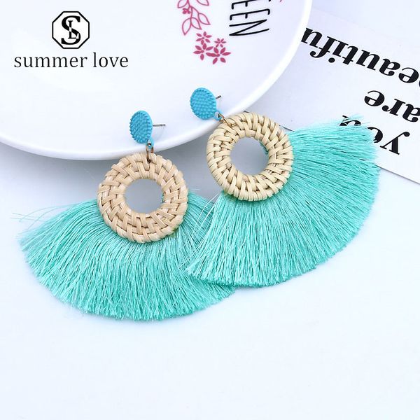 new korea handmade wooden straw weave geometric big circle square tassel earrings for women style boho fringe drop jewelry gift-y, Silver
new korea handmade wooden straw weave geometric big circle square tassel earrings for women style boho fringe drop jewelry gift-y, Silver