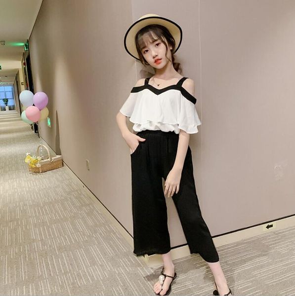 girls fashion casual suit children clothing set short-sleeve black wide leg pants 2pcs outfit summer new kids clothes set, White
girls fashion casual suit children clothing set short-sleeve black wide leg pants 2pcs outfit summer new kids clothes set, White