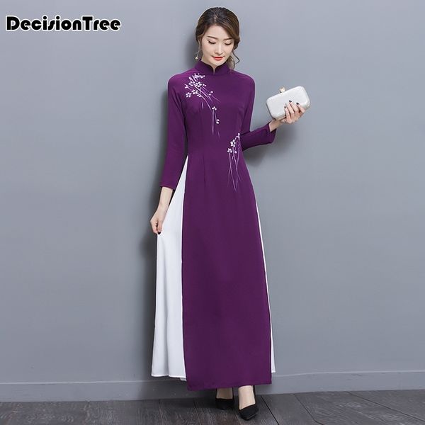 2019 folk style vietnam robes chiffon aodai graceful dress stand collar elegant traditional clothing floral aodai, Red
2019 folk style vietnam robes chiffon aodai graceful dress stand collar elegant traditional clothing floral aodai, Red