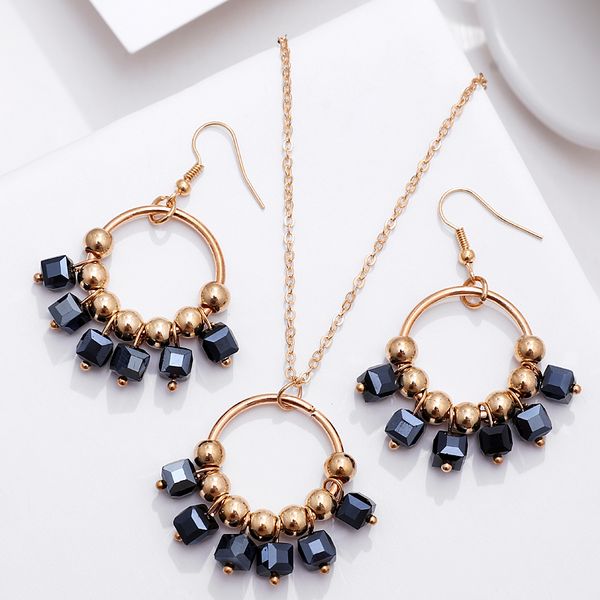hesiod new fashion stone beads circle pendant necklace earrings set party costume wedding jewelry sets gold chain, Silver
hesiod new fashion stone beads circle pendant necklace earrings set party costume wedding jewelry sets gold chain, Silver