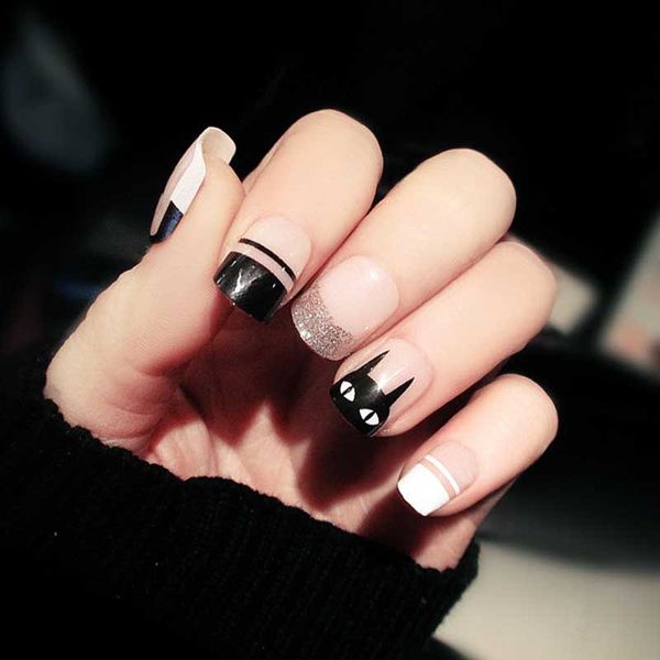 24pcs candy pink black color false nails diy size design full cover nail art tips with glue girls cute cat printing fake nail, Red;gold
24pcs candy pink black color false nails diy size design full cover nail art tips with glue girls cute cat printing fake nail, Red;gold