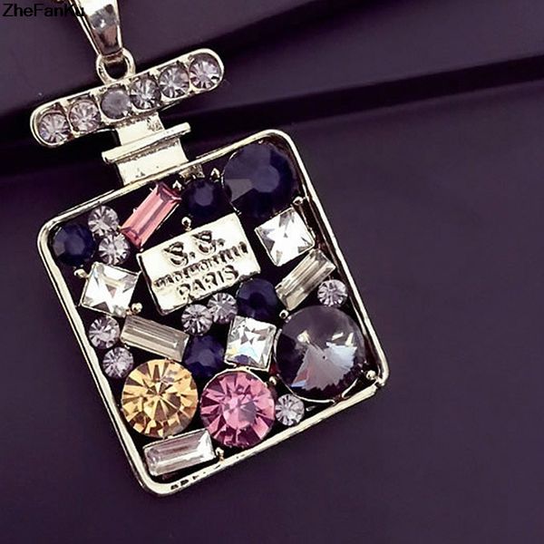 new design colorful rhinestone long necklace pendant perfume bottle necklace for women exquisite jewelry sweater chain, Silver
new design colorful rhinestone long necklace pendant perfume bottle necklace for women exquisite jewelry sweater chain, Silver