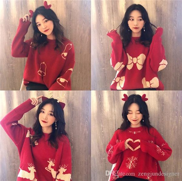 women autumn designer sweaters solid color crew neck christmas style female clothing fashion style casual apparel, White;black
women autumn designer sweaters solid color crew neck christmas style female clothing fashion style casual apparel, White;black