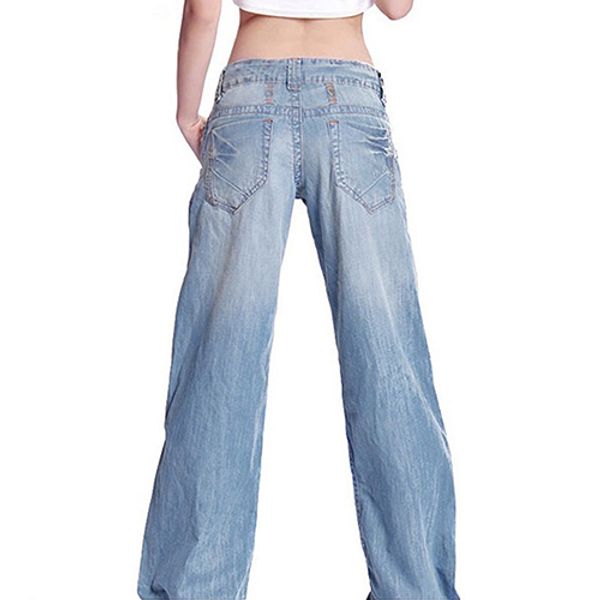 women's fashion slim temperament casual vintage wide-legged jeans flared trousers, Blue
women's fashion slim temperament casual vintage wide-legged jeans flared trousers, Blue