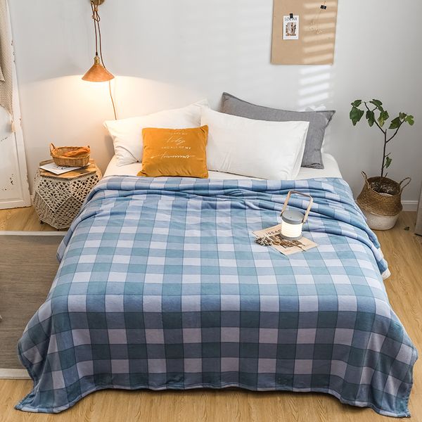 lrea home textile khaki and blue square plaid european style printed hand wash a warm flannel blanket on the bed
lrea home textile khaki and blue square plaid european style printed hand wash a warm flannel blanket on the bed