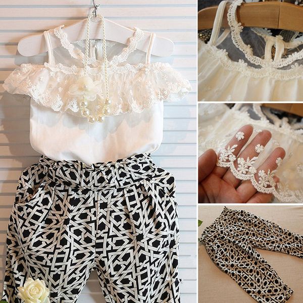 toddler infant kids fashion baby girls summer outfits clothes lace t shirt pants 2pcs set 2-7y, White
toddler infant kids fashion baby girls summer outfits clothes lace t shirt pants 2pcs set 2-7y, White