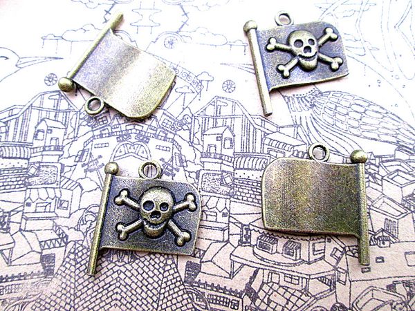 45pcs-- pirate skull flag charms antique bronze tone pirate skull flag pendants charms 18x20mm, Bronze;silver
45pcs-- pirate skull flag charms antique bronze tone pirate skull flag pendants charms 18x20mm, Bronze;silver