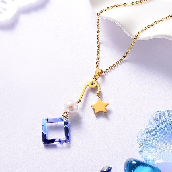 fashion-steel gold color unique pearl star square pendant necklace wholesale for women for girls, Silver
fashion-steel gold color unique pearl star square pendant necklace wholesale for women for girls, Silver