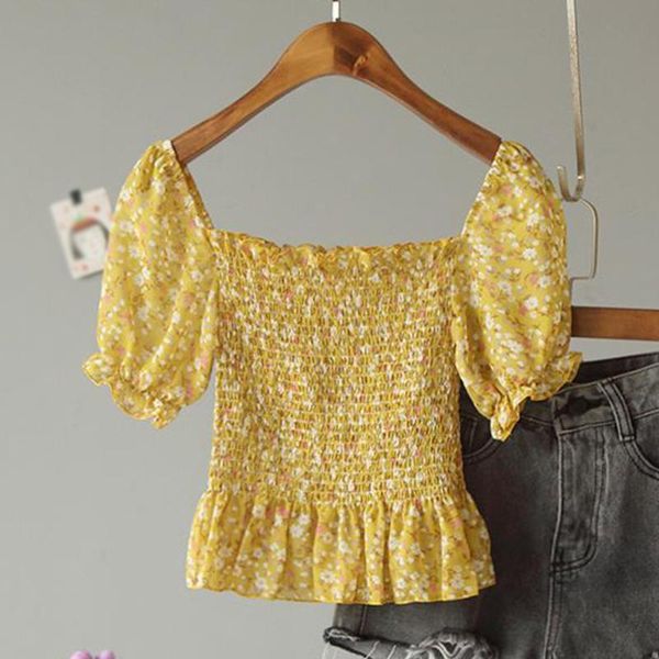 women's blouses & shirts elegant puff sleeve womens square collar floral print short chiffon female summer streetwear blouse women, White
women's blouses & shirts elegant puff sleeve womens square collar floral print short chiffon female summer streetwear blouse women, White