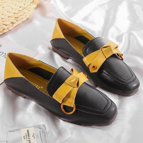 women moccasins square toe belt shoe metal buckle ballet flats ladies slip on loafers fashion patchwork soft leather single shoe, Black
women moccasins square toe belt shoe metal buckle ballet flats ladies slip on loafers fashion patchwork soft leather single shoe, Black