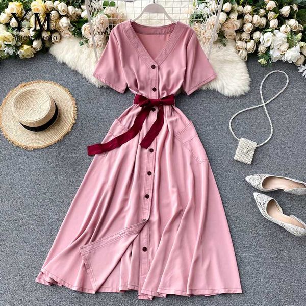 yuoomuoo elegant pink sash bandage women dress fashion short sleeve buttons long dress summer vintage party ladies dresses, Black;gray
yuoomuoo elegant pink sash bandage women dress fashion short sleeve buttons long dress summer vintage party ladies dresses, Black;gray