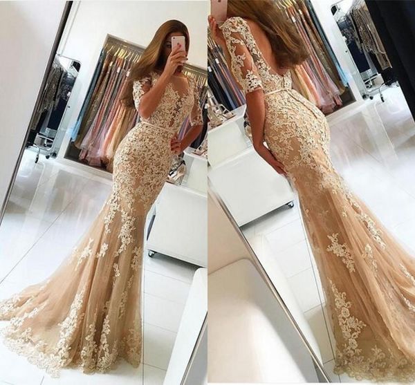 see through organza button back mermaid /trumpet elie saab evening/formal/prom dresses with round collar and luxurious appliques, Black;red
see through organza button back mermaid /trumpet elie saab evening/formal/prom dresses with round collar and luxurious appliques, Black;red