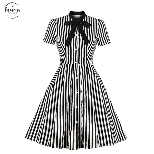 vintage stripe midi dress women summer 50s bow collar elegant office casual stylish goth ladies rockabilly dresses, Black;gray
vintage stripe midi dress women summer 50s bow collar elegant office casual stylish goth ladies rockabilly dresses, Black;gray