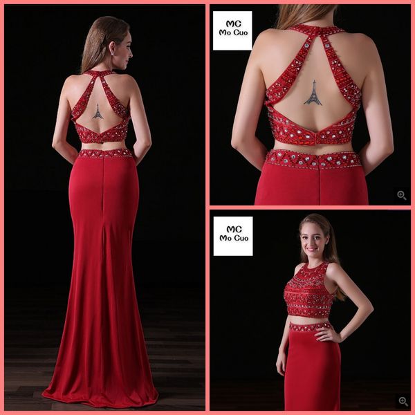 2017 burgundy two piece prom dresses long mermaid vestidos de fiesta formal crystals beaded sparkly evening party prom dress sale, Black
2017 burgundy two piece prom dresses long mermaid vestidos de fiesta formal crystals beaded sparkly evening party prom dress sale, Black