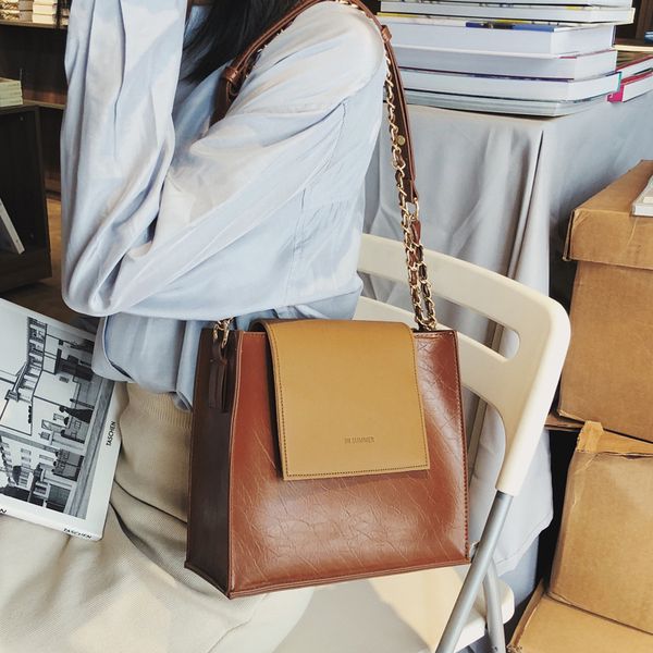 vintage panelled women totes chain shoulder bags pu leather crossbody bag large messenger bag casual purse 2019
vintage panelled women totes chain shoulder bags pu leather crossbody bag large messenger bag casual purse 2019