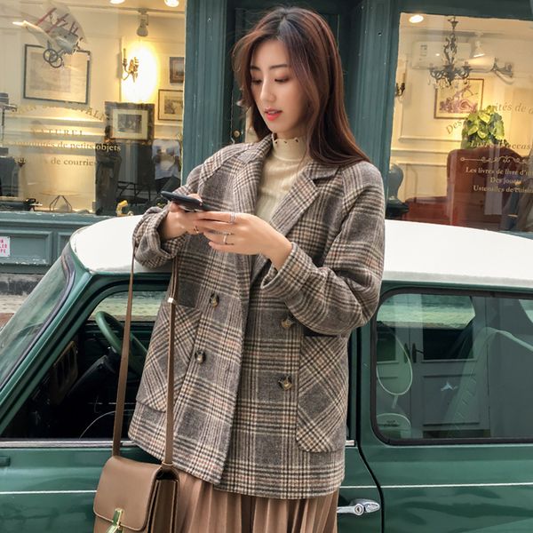 autumn winter plaid suit blazer women's 2019 new woolen jackets work office lady long sleeve blazer outerwear plus size 2xl, Black
autumn winter plaid suit blazer women's 2019 new woolen jackets work office lady long sleeve blazer outerwear plus size 2xl, Black