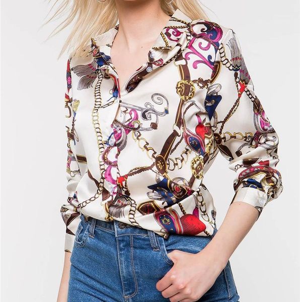 luxury long sleeved shirts women designer shirts chemise printed single breast casual lapel neck fashion, White
luxury long sleeved shirts women designer shirts chemise printed single breast casual lapel neck fashion, White