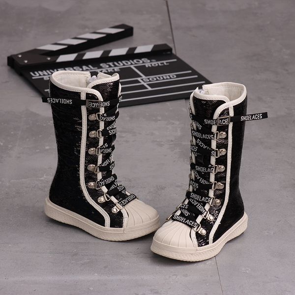2019 winter warm children high boots fashion shell head girls knee high shoes princess bling sequin martin boots with thick fur, Black;grey
2019 winter warm children high boots fashion shell head girls knee high shoes princess bling sequin martin boots with thick fur, Black;grey
