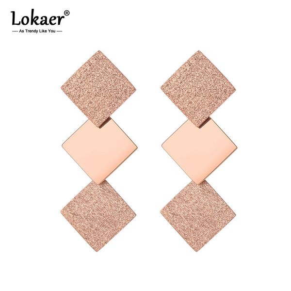 lokaer rose gold color frosted & brushed surface square stainless steel dangle earrings fashion jewelry boucle d'oreille e19128, Silver
lokaer rose gold color frosted & brushed surface square stainless steel dangle earrings fashion jewelry boucle d'oreille e19128, Silver