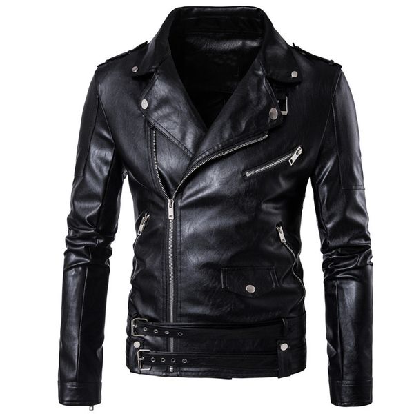 2019 new men's black leather jackets men coats 5xl fashion belt motorcycle pu outerwear male jacket brand clothing 
2019 new men's black leather jackets men coats 5xl fashion belt motorcycle pu outerwear male jacket brand clothing
