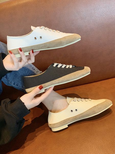 2019 autumn new fashion simple color matching flat shoes women fashion simple retro style casual canvas shoes, Black
2019 autumn new fashion simple color matching flat shoes women fashion simple retro style casual canvas shoes, Black