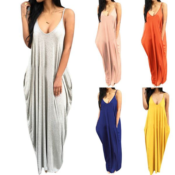 laamei solid spaghetti strap women dress casual v neck long maxi dress loose pockets summer dresses female sundresses, Black;gray
laamei solid spaghetti strap women dress casual v neck long maxi dress loose pockets summer dresses female sundresses, Black;gray