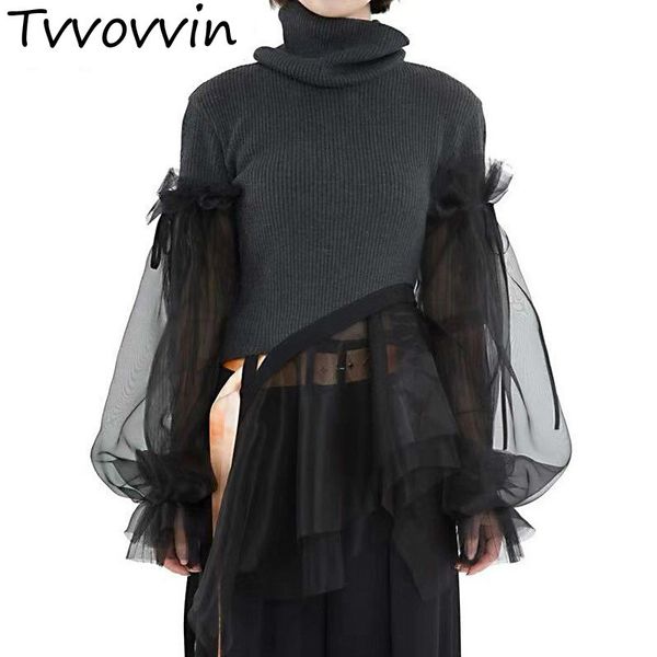 patchwork sweater women turtleneck puff long sleeve ruffle hem knitting pullover female 2019 spring korean new e295, White;black
patchwork sweater women turtleneck puff long sleeve ruffle hem knitting pullover female 2019 spring korean new e295, White;black