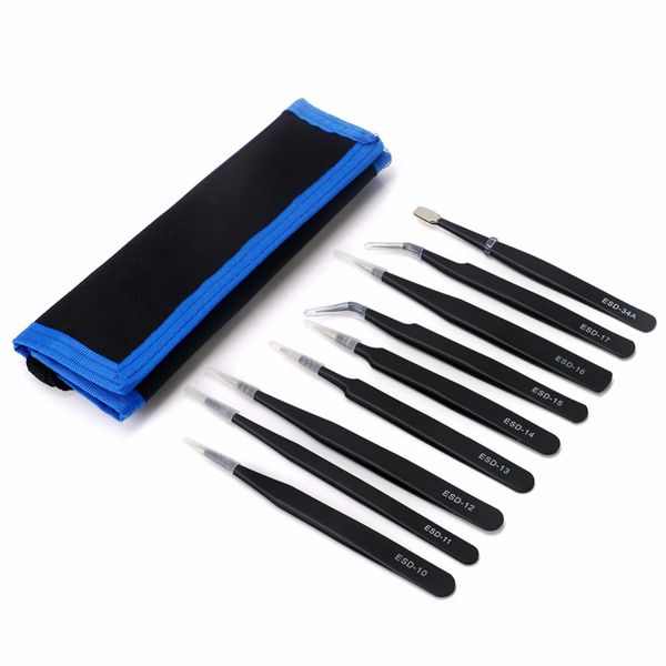 9pcs tweezers anti-static precision tweezers set stainless manicure tool nail art for clip trinkets ic components repair tools
9pcs tweezers anti-static precision tweezers set stainless manicure tool nail art for clip trinkets ic components repair tools