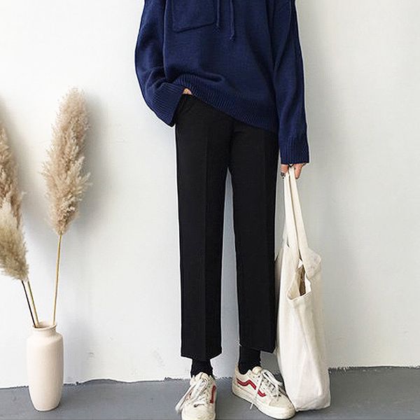 2019 joker pants easy leisure time pants high waist wide leg woman fall feeling nine part directly cuffless trousers, Black
2019 joker pants easy leisure time pants high waist wide leg woman fall feeling nine part directly cuffless trousers, Black