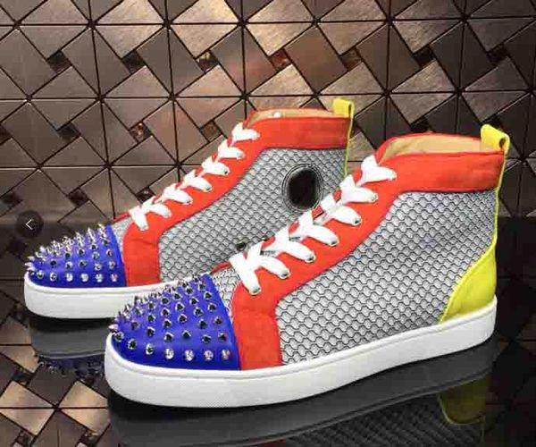 factory wholesale price paris homme trainers high breather honeycomb mesh with suede leather red bottom toe spiked men sneakers, Black
factory wholesale price paris homme trainers high breather honeycomb mesh with suede leather red bottom toe spiked men sneakers, Black
