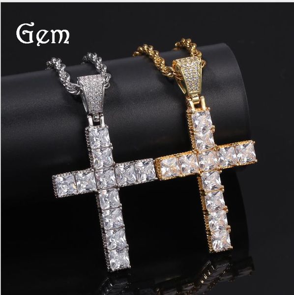 hip hop square zircon cross necklace european and american punk personality men and women couple pendant, Silver
hip hop square zircon cross necklace european and american punk personality men and women couple pendant, Silver