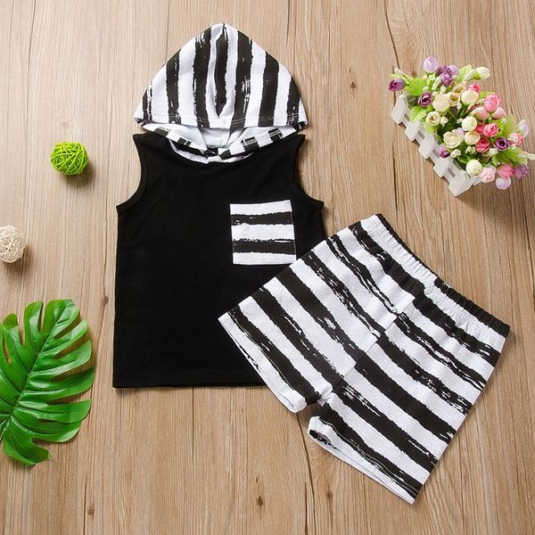 kids baby boys clothing sets summer two-pieces sleeveless hoodie + striped shorts set summer child clothing suit, White
kids baby boys clothing sets summer two-pieces sleeveless hoodie + striped shorts set summer child clothing suit, White