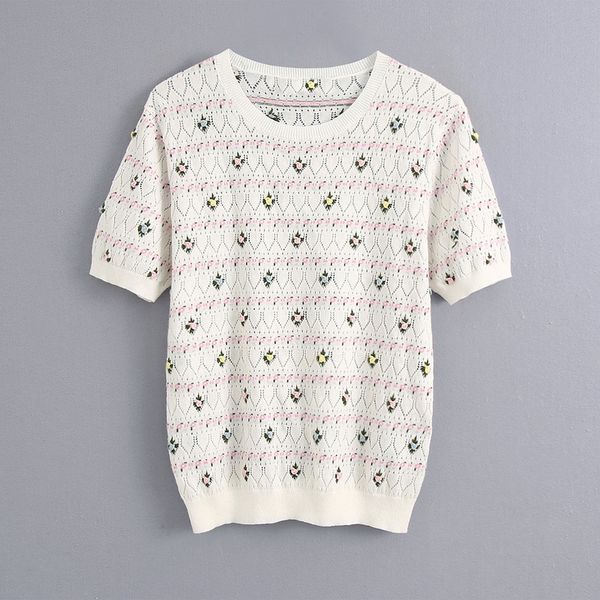 women's sweaters bb - 2472, 2021 summer europe and the united states round collar flower embroidery knitwear female, White;black
women's sweaters bb - 2472, 2021 summer europe and the united states round collar flower embroidery knitwear female, White;black